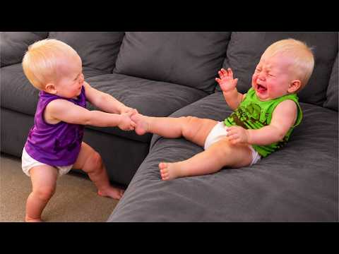 Try Not To Laugh: Funny Twin Babies Were NOT Ready To Share ???? | Funny babies and pets
