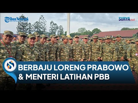 Berbaju Loreng, Prabowo & Rombongan Menteri Kabinet Merah Putih Latihan Baris-berbaris