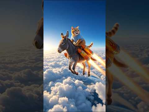 ???? Donkey's Rocket Ride Gone Wrong!????????#3danimation#funny #cat#ai #pets#wildlife#3danimalcomedy#aicat